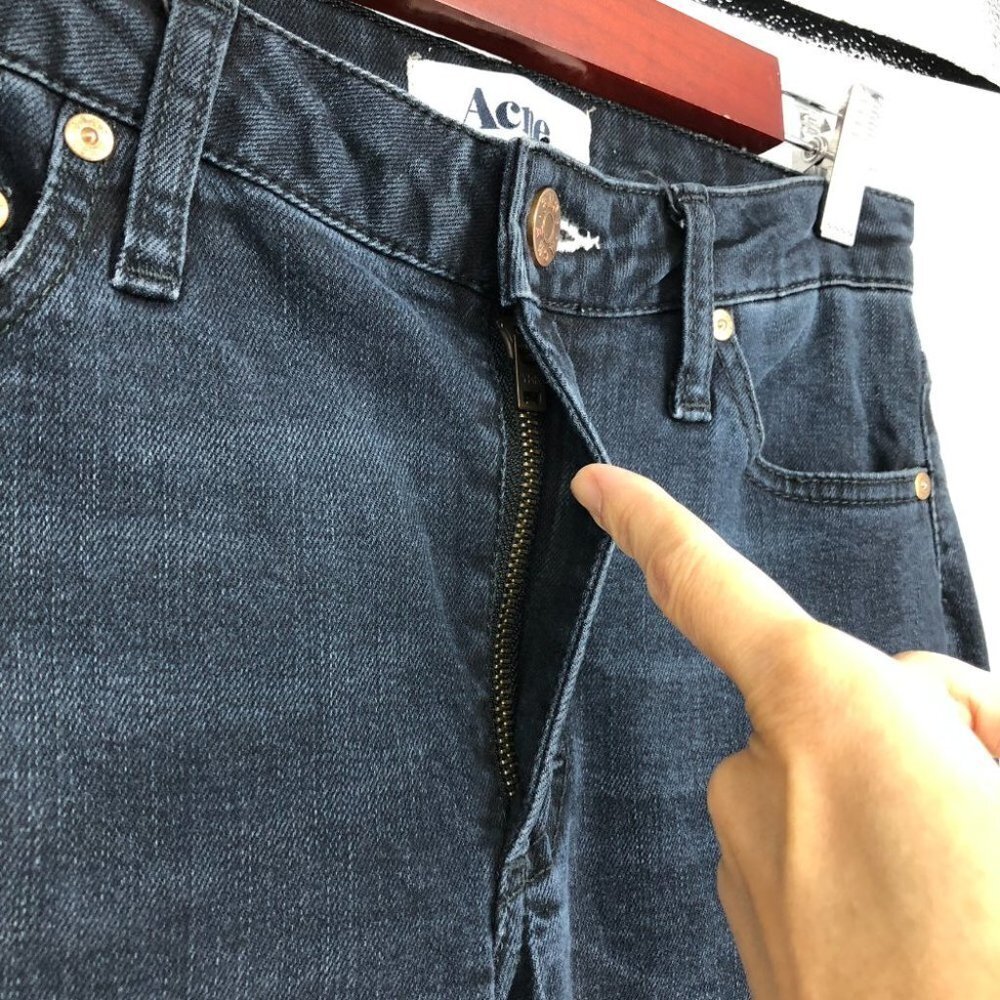 Acne Flex Basement Jeans Dark Indigo Blue Mid Rise Denim Skinny size 28 Tall - Picture 12 of 14